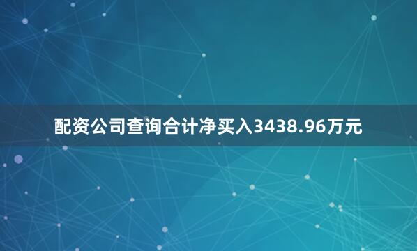 配资公司查询合计净买入3438.96万元